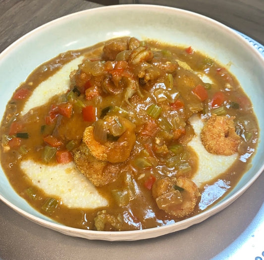 Fried Fish & Shrimp w/ Crawfish Etouffee Sauce